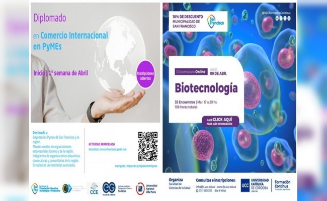 Continúan abiertas las inscripciones para los Diplomados en Biotecnología y Comercio Internacional