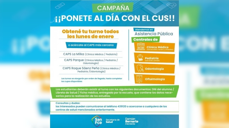 Ponete al día con el CUS:   Entrega de Certificados Únicos de Salud