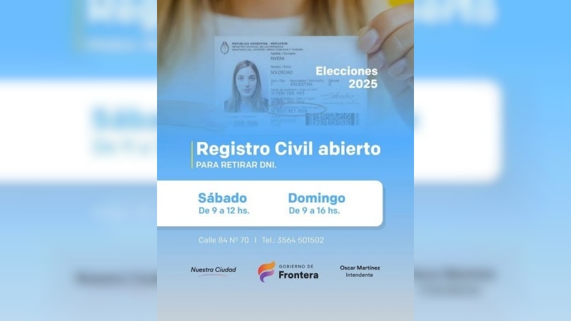 Registro Civil abierto durante el fin de semana