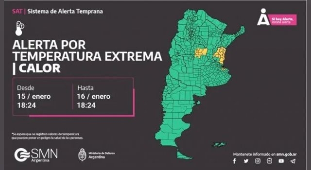 Alerta meteorológica por calor extremo y tormentas en más de 110 localidades argentinas