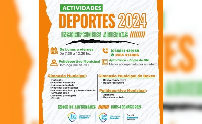 Comienzan las inscripciones la Plan Anual Deportivo 2024