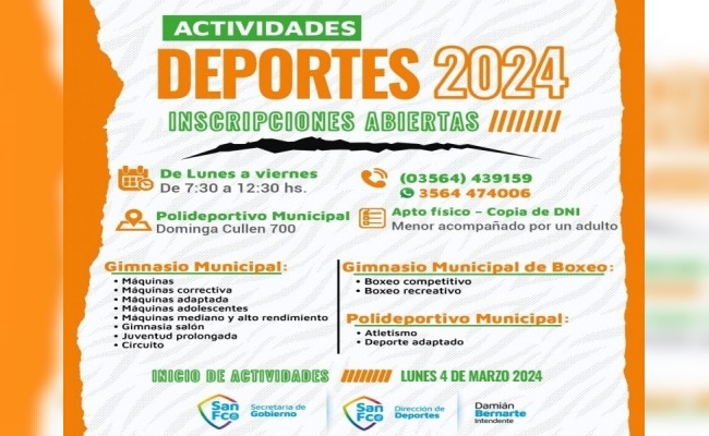 Comienzan las inscripciones al Plan Anual Deportivo 2024