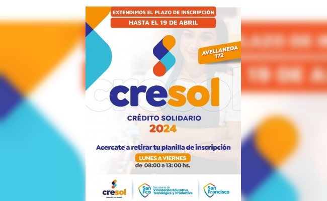 Se extiende el plazo de inscripción al Programa CRESOL 