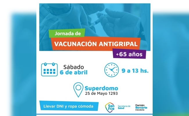 Campaña gratuita de Vacunación Antigripal para mayores de 65 años