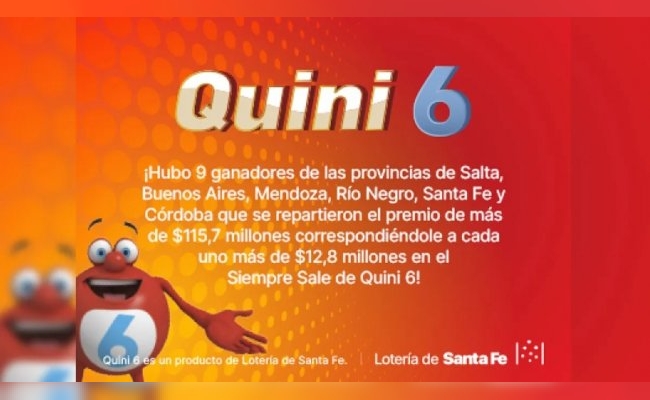 Un riocuartense ganó $ 12,8 millones en el Quini 6