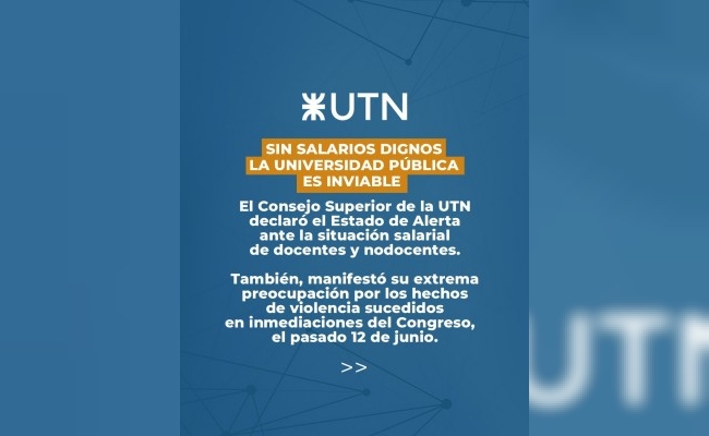 UTN en estado de alerta por situación salarial