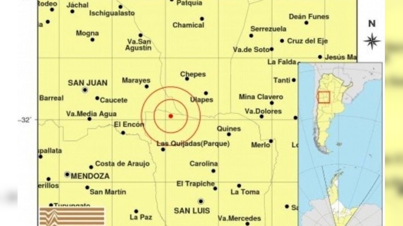 Fuerte sismo de 6 grados Richter sacude Cuyo y Córdoba