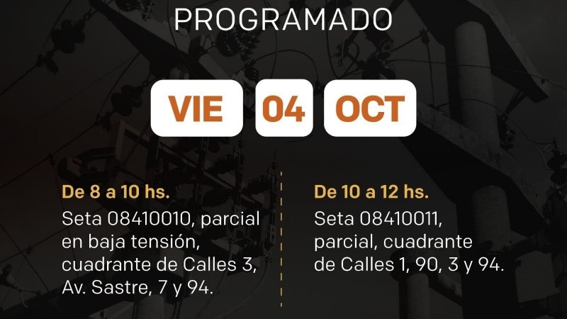 La EPE interrumpirá el servicio eléctrico este viernes