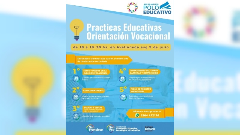 Taller de orientación vocacional gratuito para estudiantes del último año de secundaria