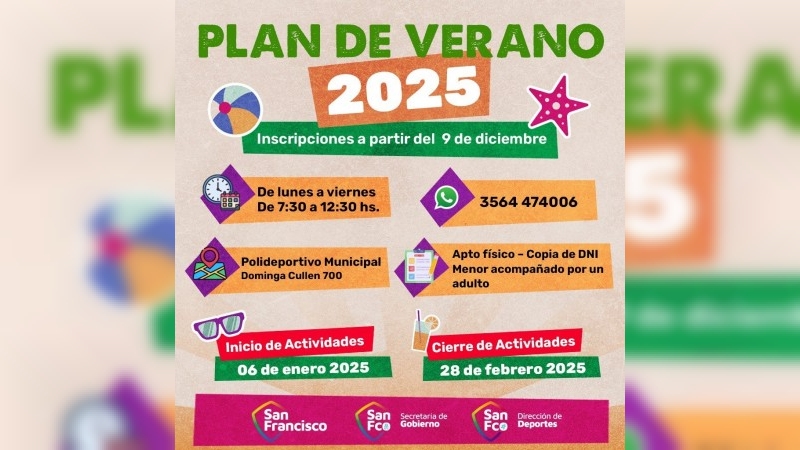 Comenzaron  las inscripciones para el Plan Municipal de Verano