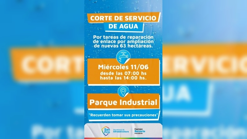 COMUNICADO AMOS: corte de agua programado para este miércoles