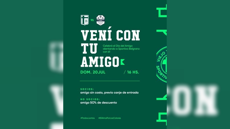 Sportivo Belgrano invita a celebrar el Día del Amigo en la cancha