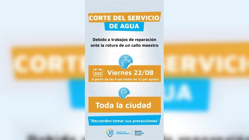 ATENCION: Corte de agua afectará a toda la ciudad