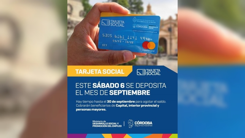  Tarjeta Social: este sábado 6 se acredita el monto de septiembre.
