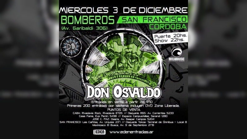Noche de rock: Don Osvaldo llega al Gigante de Bomberos