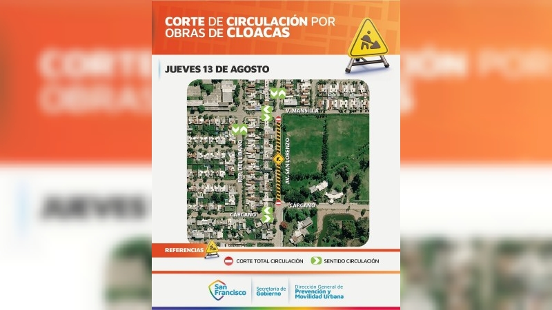 Corte de circulación en Barrio Parque por obra de cloacas