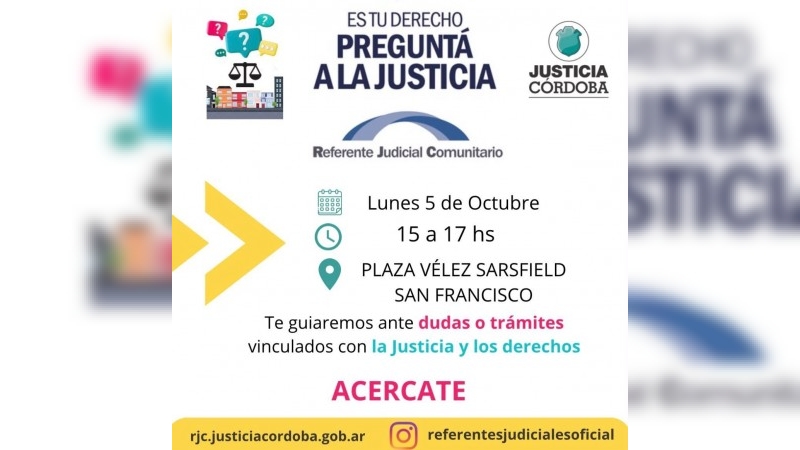 “Preguntá a la Justicia”: brindarán asesoramiento gratuito en la Plaza Vélez Sarsfield