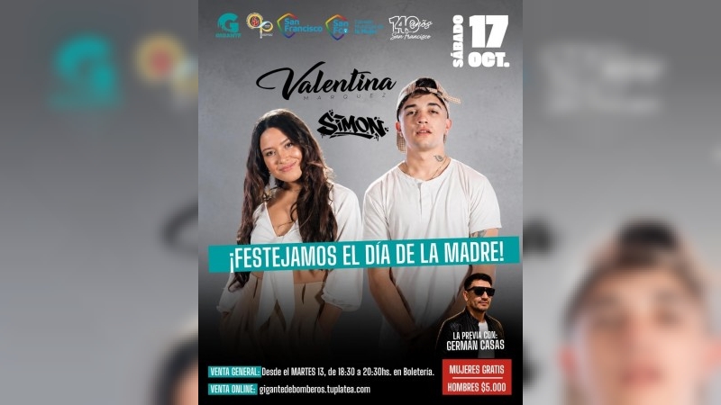 Valentina M&aacute;rquez y Sim&oacute;n Aguirre se presentar&aacute;n en el Gigante de Bomberos para celebrar el D&iacute;a de la Madre