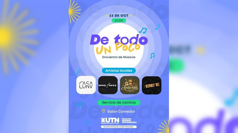 &ldquo;De todo un poco&rdquo;: una noche de m&uacute;sica en vivo en la UTN San Francisco